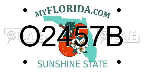 O2457B Florida License Plate
