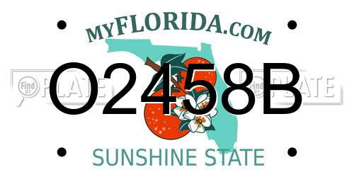 O2458B Florida License Plate