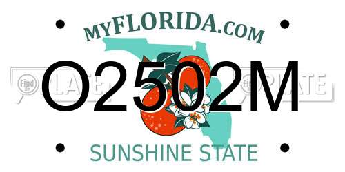 O2502M Florida License Plate