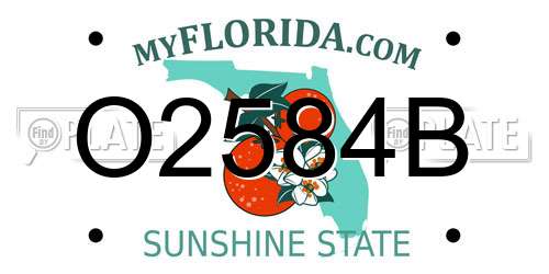 O2584B Florida License Plate