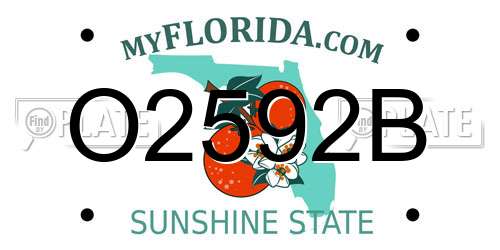 O2592B Florida License Plate
