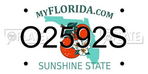 O2592S Florida License Plate