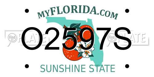 O2597S Florida License Plate