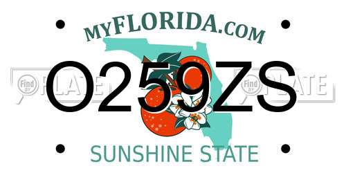 O259ZS Florida License Plate