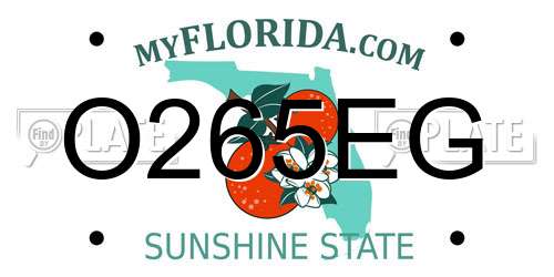 O265EG Florida License Plate