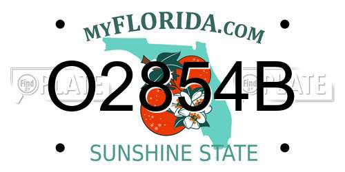 O2854B Florida License Plate