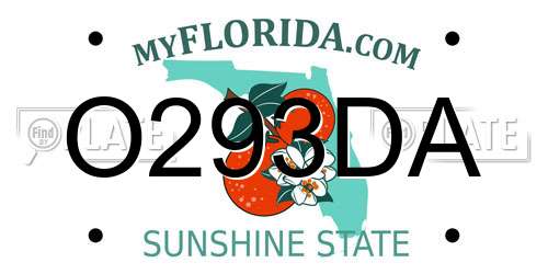 O293DA Florida License Plate