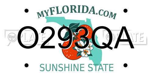 O293QA Florida License Plate