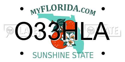 O33HLA Florida License Plate