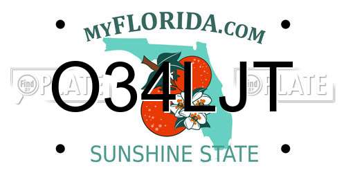 O34LJT Florida License Plate
