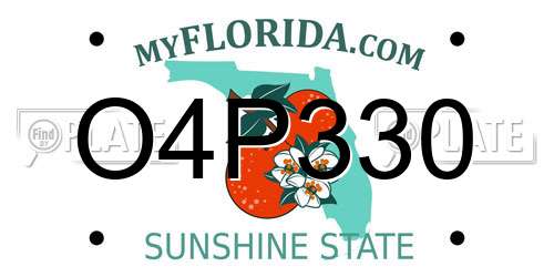 O4P330 Florida License Plate