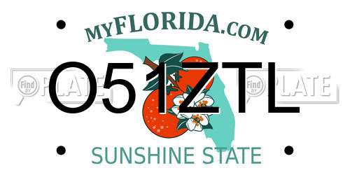 O51ZTL Florida License Plate