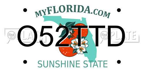 O52TTD Florida License Plate