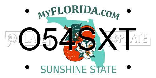 O54SXT Florida License Plate