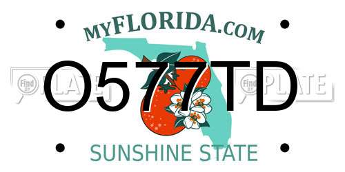 O577TD Florida License Plate