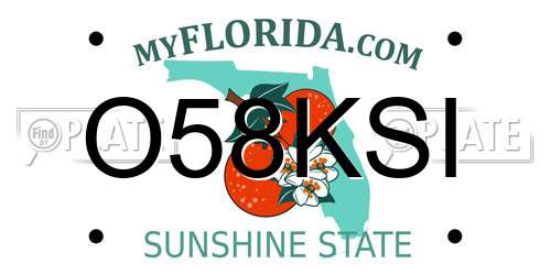 O58KSI Florida License Plate