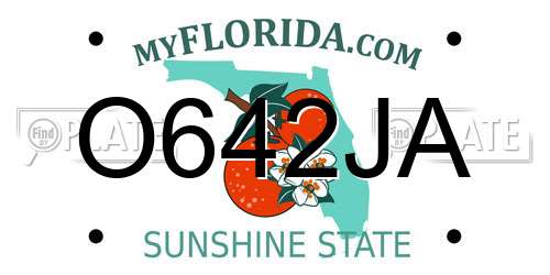 O642JA Florida License Plate