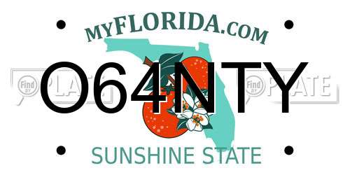 O64NTY Florida License Plate