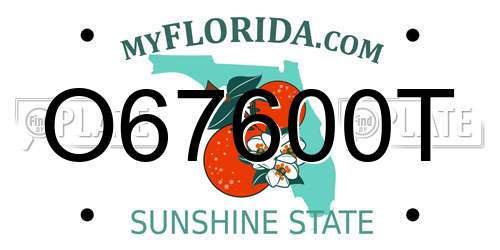 O67600T Florida License Plate