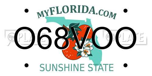 O68VOO Florida License Plate