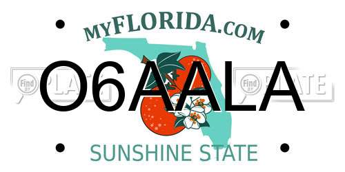 O6AALA Florida License Plate