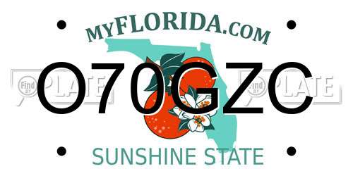 O70GZC Florida License Plate