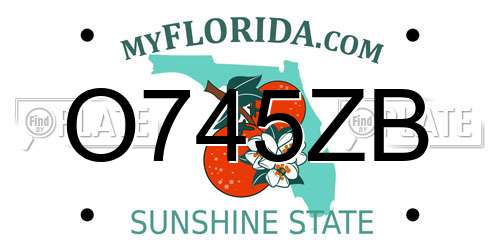 O745ZB Florida License Plate