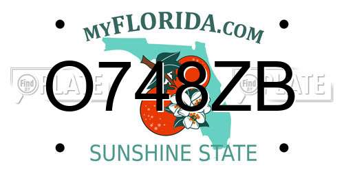 O748ZB Florida License Plate