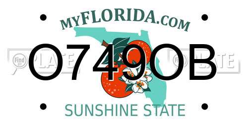 O749OB Florida License Plate