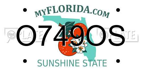 O749OS Florida License Plate