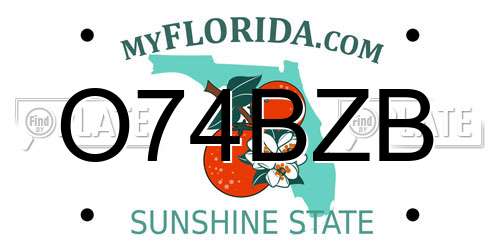 O74BZB Florida License Plate