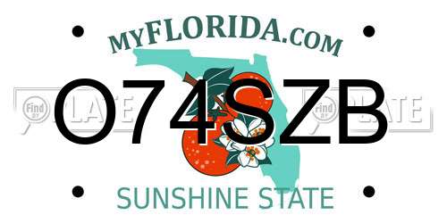 O74SZB Florida License Plate