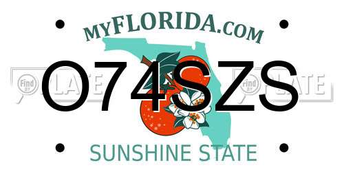 O74SZS Florida License Plate