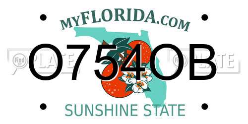 O754OB Florida License Plate