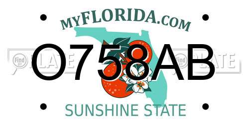 O758AB Florida License Plate