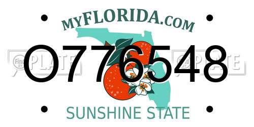 O776548 Florida License Plate