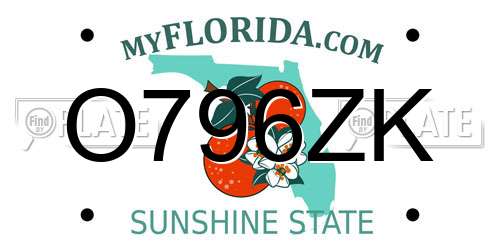 O796ZK Florida License Plate