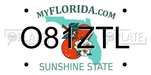 O81ZTL Florida License Plate