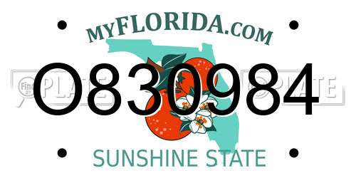 O830984 Florida License Plate