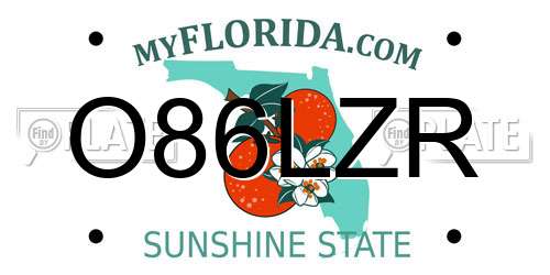 O86LZR Florida License Plate