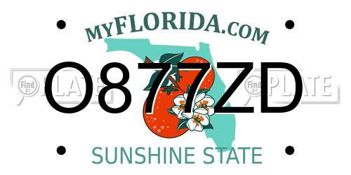 O877ZD Florida License Plate