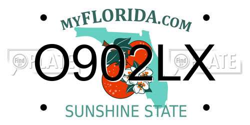 O902LX Florida License Plate