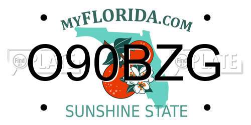 O90BZG Florida License Plate