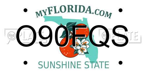 O90FQS Florida License Plate