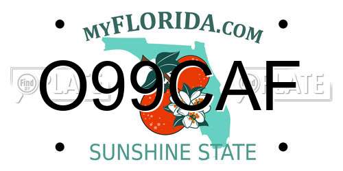 O99CAF Florida License Plate