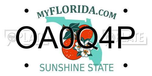 OA0Q4P Florida License Plate