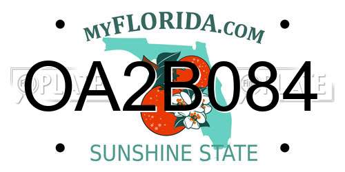 OA2B084 Florida License Plate