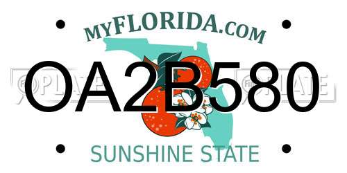 OA2B580 Florida License Plate