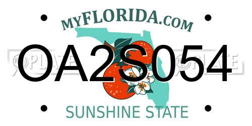 OA2S054 Florida License Plate