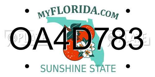 OA4D783 Florida License Plate